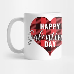 Happy Galentine's Day Sticker Shirt Gift in Buffalo Plaid Mug